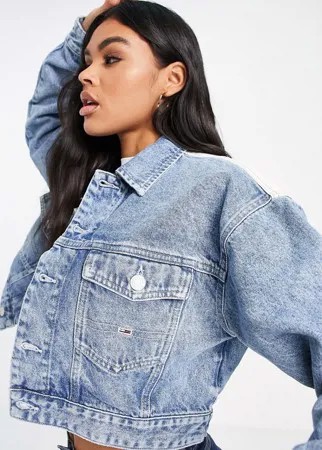 Голубая джинсовая куртка с логотипом в виде флага Tommy Jeans-Голубой