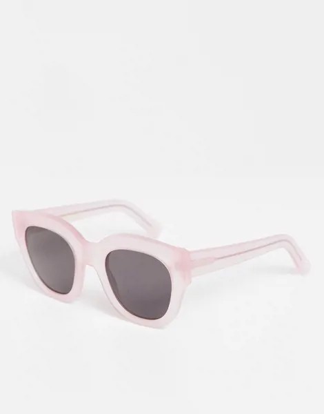 Женские круглые солнцезащитные очки в прозрачной розовой оправе Monokel Eyewear Cleo-Многоцветный