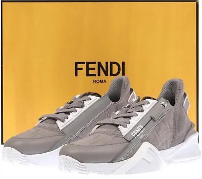 НОВЫЕ МУЖСКИЕ КРОССОВКИ FENDI ROMA СЕРЫЕ С ЛОГОТИПОМ FF ZUCCA 8/US 9