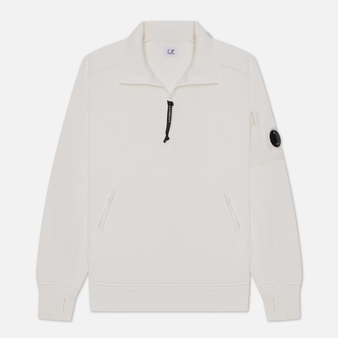 Мужская толстовка C.P. Company Stand Collar Diagonal Raised Fleece белый, Размер M