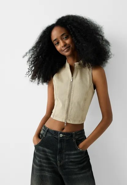 Жилет HALTER Bershka, цвет camel