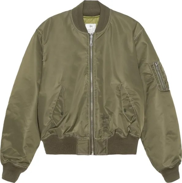 Куртка Stussy Built Reversible Bomber 'Olive', зеленый