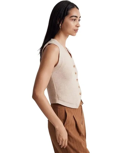 Свитер Madewell V-Neck Button-Front Sweater Vest, цвет Heather Natural