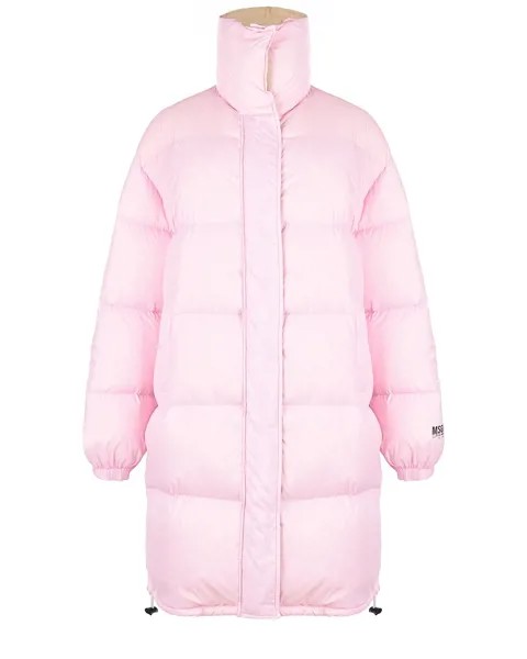 Удлиненная розовая куртка-пуховик MSGM