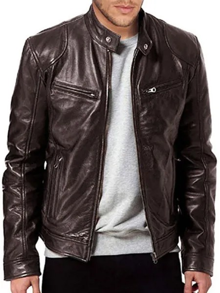 Milanoo Men\\'s Jackets & Coats Mens Jacket Men\\'s Jackets Chic Deep Brown Black Amazing