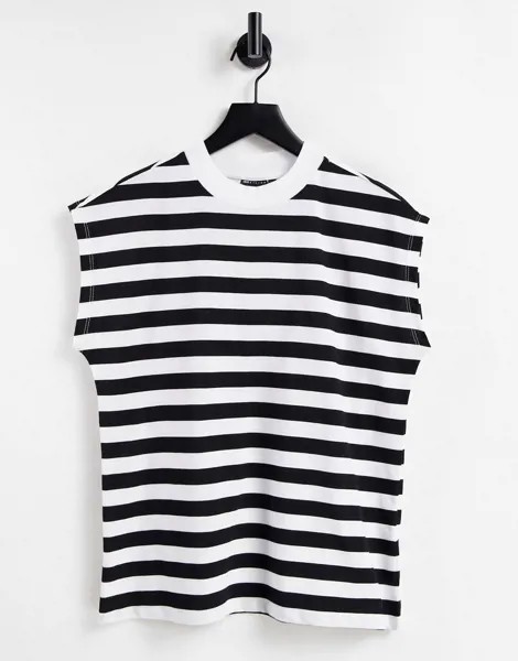 Футболка свободного кроя в черную полоску без рукавов ASOS DESIGN-Черный цвет