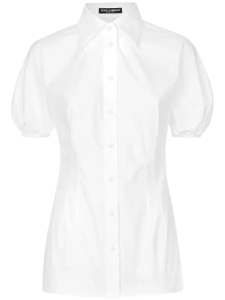 Dolce & Gabbana рубашка с короткими объемными рукавами, белый