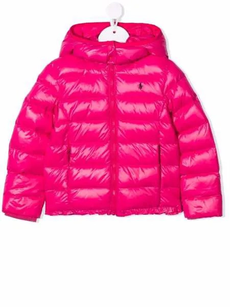 Ralph Lauren Kids пуховик с капюшоном и вышитым логотипом