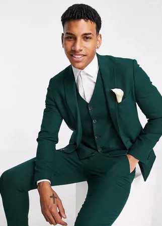 Зеленый супероблегающий фактурный пиджак ASOS DESIGN wedding-Зеленый цвет