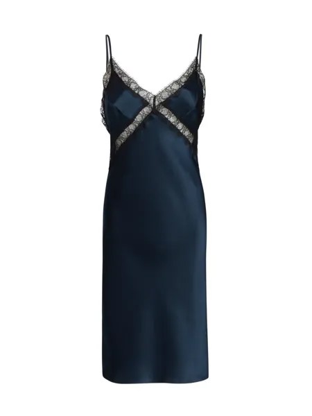 Платье-комбинация с кружевными вставками Kiki de Montparnasse, нави