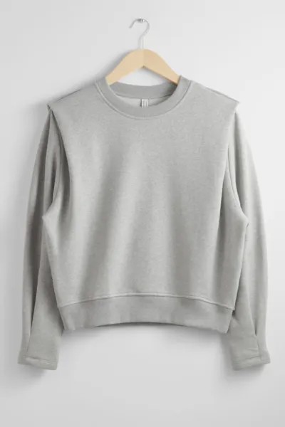 Свитшот & Other Stories Body-hugging With Pleats At The Shoulders, серый