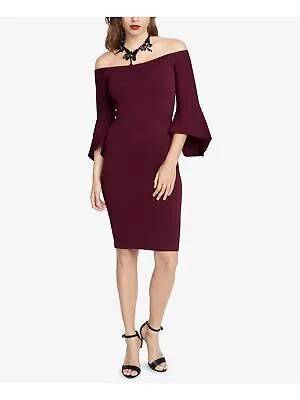 RACHEL ROY Женское темно-бордовое вечернее платье-футляр до колена с длинным рукавом S