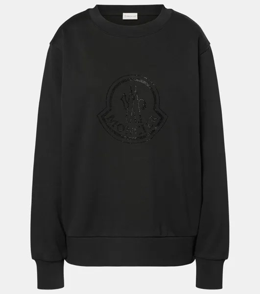 Толстовка из хлопкового флиса с логотипом Moncler, черный