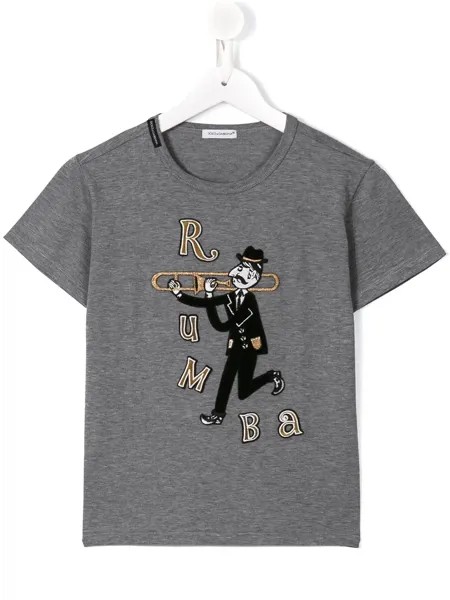 Dolce & Gabbana Kids футболка с нашивкой в виде тромбониста