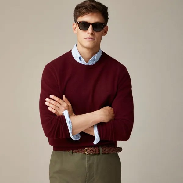 Кашемировый свитер с круглым вырезом J.Crew, бордовый