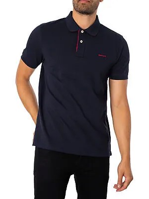 Мужская рубашка-поло из пике стандартного контраста GANT, синяя