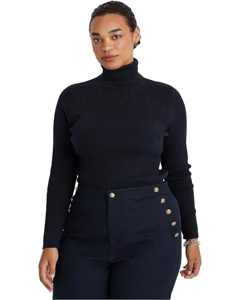 Свитер LAUREN Ralph Lauren Plus-Size Ribbed Turtleneck Sweater, нави