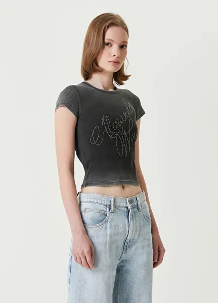 Футболка Stone с логотипом Alexander Wang, антрацит
