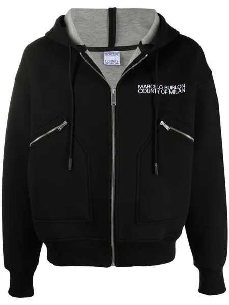 Marcelo Burlon County of Milan бомбер с капюшоном и логотипом, черный