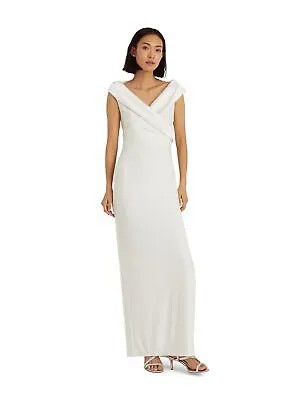 LAUREN RALPH LAUREN Женское белое трикотажное вечернее платье с высоким разрезом на подкладке 10