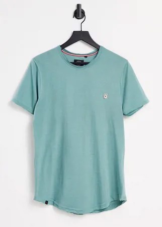 Длинная футболка с необработанными краями темного мятного цвета Le Breve-Зеленый цвет