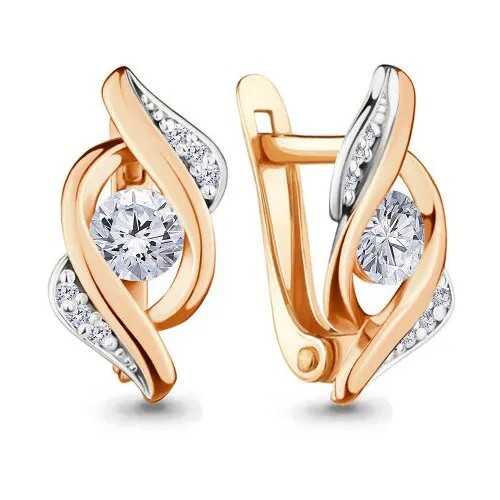 Серьги золото, 585 проба, кристаллы Swarovski