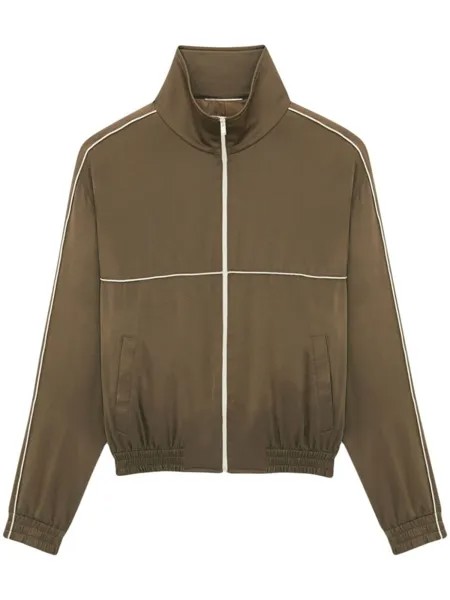 Saint Laurent шелковая куртка на молнии, коричневый