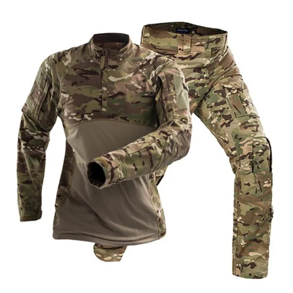 Мужская камуфляжная тактическая форма, комплект одежды в стиле милитари для охоты, страйкбола, пейнтбола, брюки-карго Мультикам, боевая рубашка