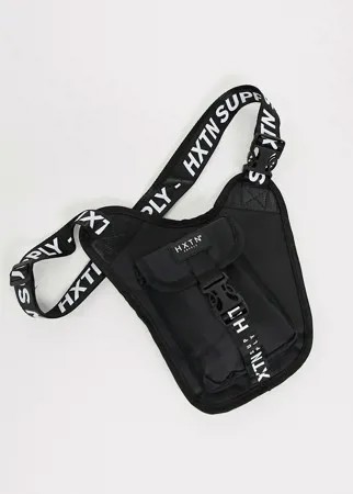Черная асимметричная сумка на бок с принтом логотипа HXTN supply-Черный