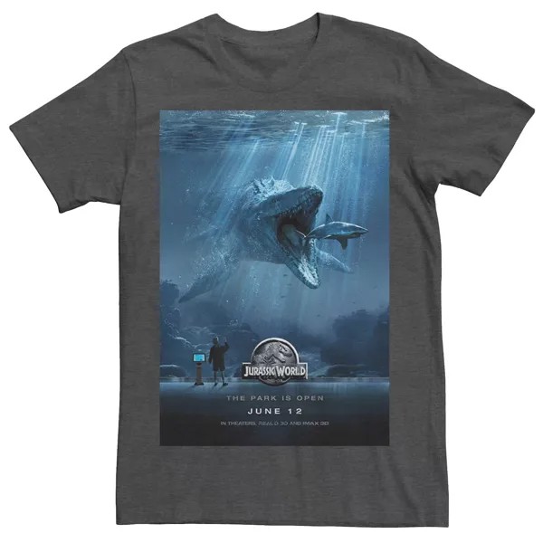 Мужская футболка с постером фильма Mosasaurus Jurassic World