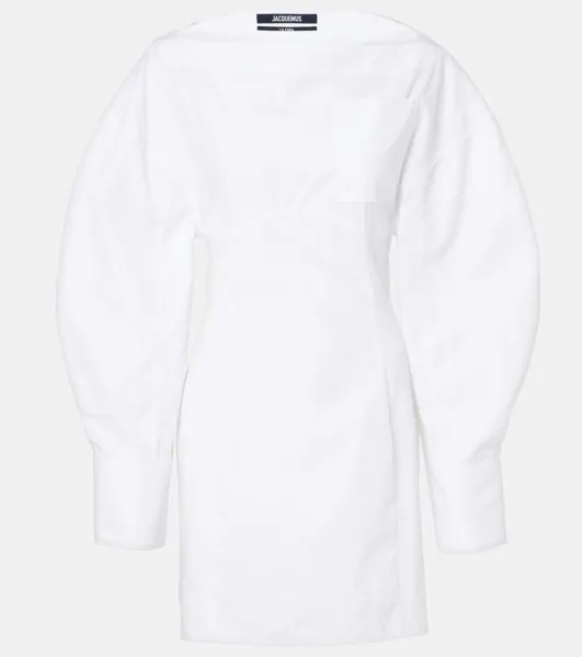 Хлопковое мини-платье La Robe Chemise Casaco Jacquemus, белый