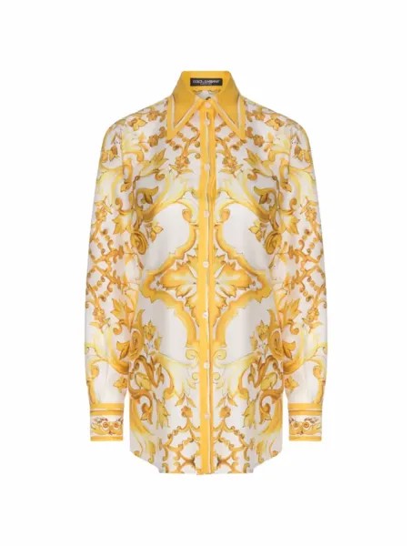 Шёлковая рубашка с принтом Majolica Dolce&Gabbana, мультиколор