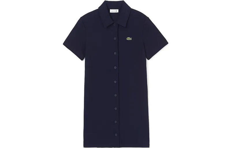 Платье с короткими рукавами женское темно-синее Lacoste