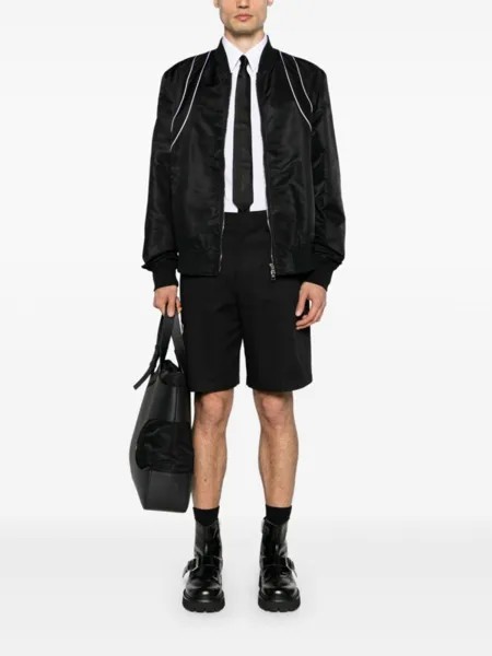 Alexander McQueen куртка-бомбер на молнии с отделкой кантом, черный