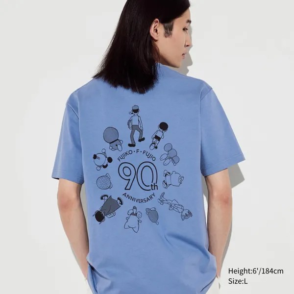 Футболка Uniqlo Fujiko F Fujio 90th Anniversary с коротким рукавом, синий