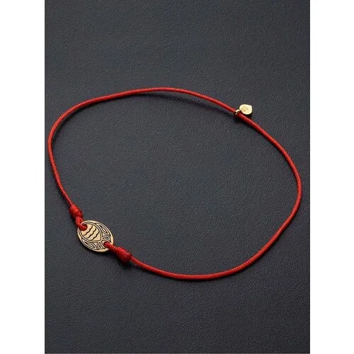 Браслет Angelskaya925 Тонкий браслет красная нить на руку, размер 24 см, золотистый, красный