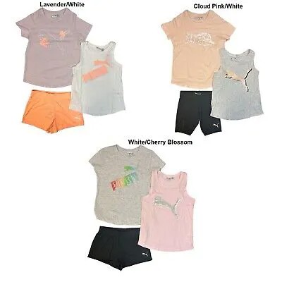 Спортивный комплект Puma Girls из 3 предметов: футболка, майка и шорты