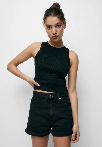 Джинсовые шорты PULL&BEAR, черный