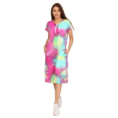 Платье-туника женская спортивная, размер 46-48, хлопок, радуга