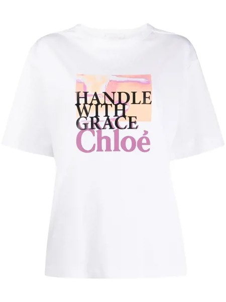 Chloé футболка с принтом Handle With Grace