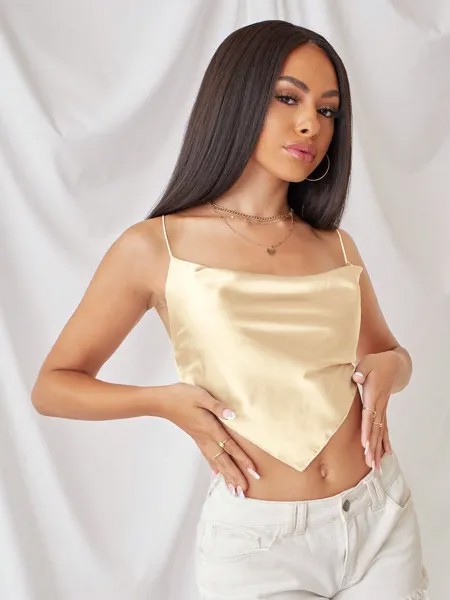 SHEIN Privé однобортная рубашка, завязывается сзади, струящийся низ, хаки