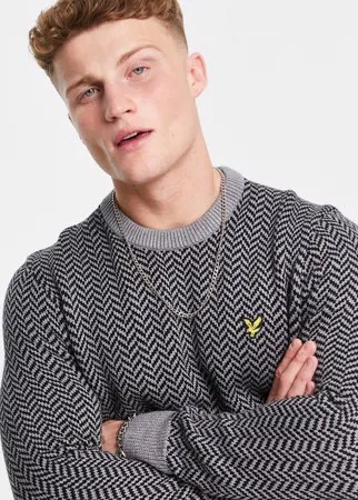 Вязаный джемпер из жаккардового трикотажа с узором «в елочку» Lyle & Scott-Черный цвет