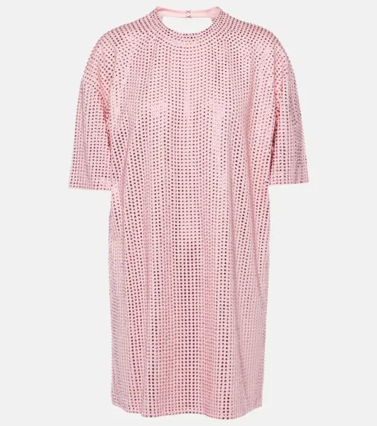 Мини-платье из джерси, украшенное кристаллами Area, розовый