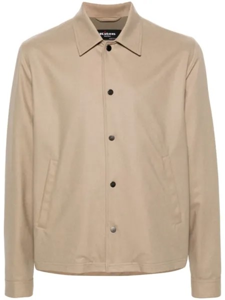 Kiton куртка с логотипом и заклепками, коричневый