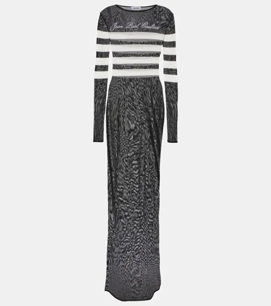 Сетчатое платье макси Marinière в полоску Jean Paul Gaultier, цвет black/white
