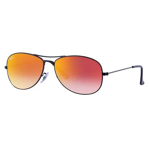 Солнцезащитные очки Ray-Ban, авиаторы, оправа: металл, с защитой от УФ, зеркальные, устойчивые к появлению царапин, черный