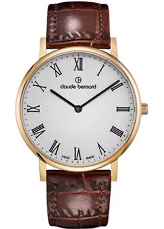 Швейцарские наручные  мужские часы Claude Bernard 20219-37JBR. Коллекция Classic Slim Line