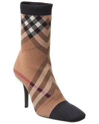 Женские ботинки из трикотажа и кожи в клетку Burberry