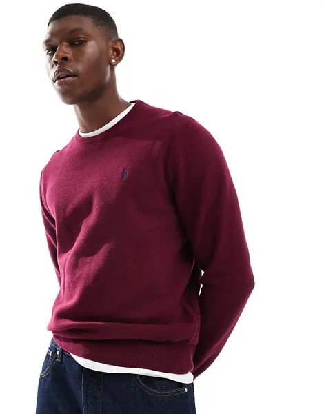 Polo Ralph Lauren – бордовый свитер с логотипом из хлопкового трикотажа