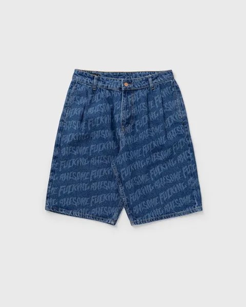 Шорты Fucking Awesome Baggy Pleated Denim Laser Stamp Shorts, синий